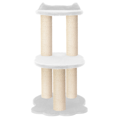 Relaxation - 2-Level Cat Tree - White Faux Fur