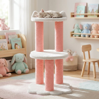 Relaxation - 2-Level Cat Tree - White Faux Fur