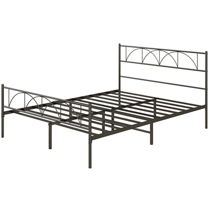 Metal Full Platform Bed Frame with Headboard, Steel Slat Support, Underbed Storage, No Box Spring Needed, Easy Assembly