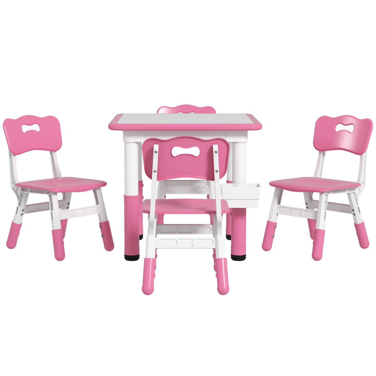 5 Pieces Toddler Table and Chair Set, Height Adjustable Activity Table and Chair Set for Nursery Classroom, Grey