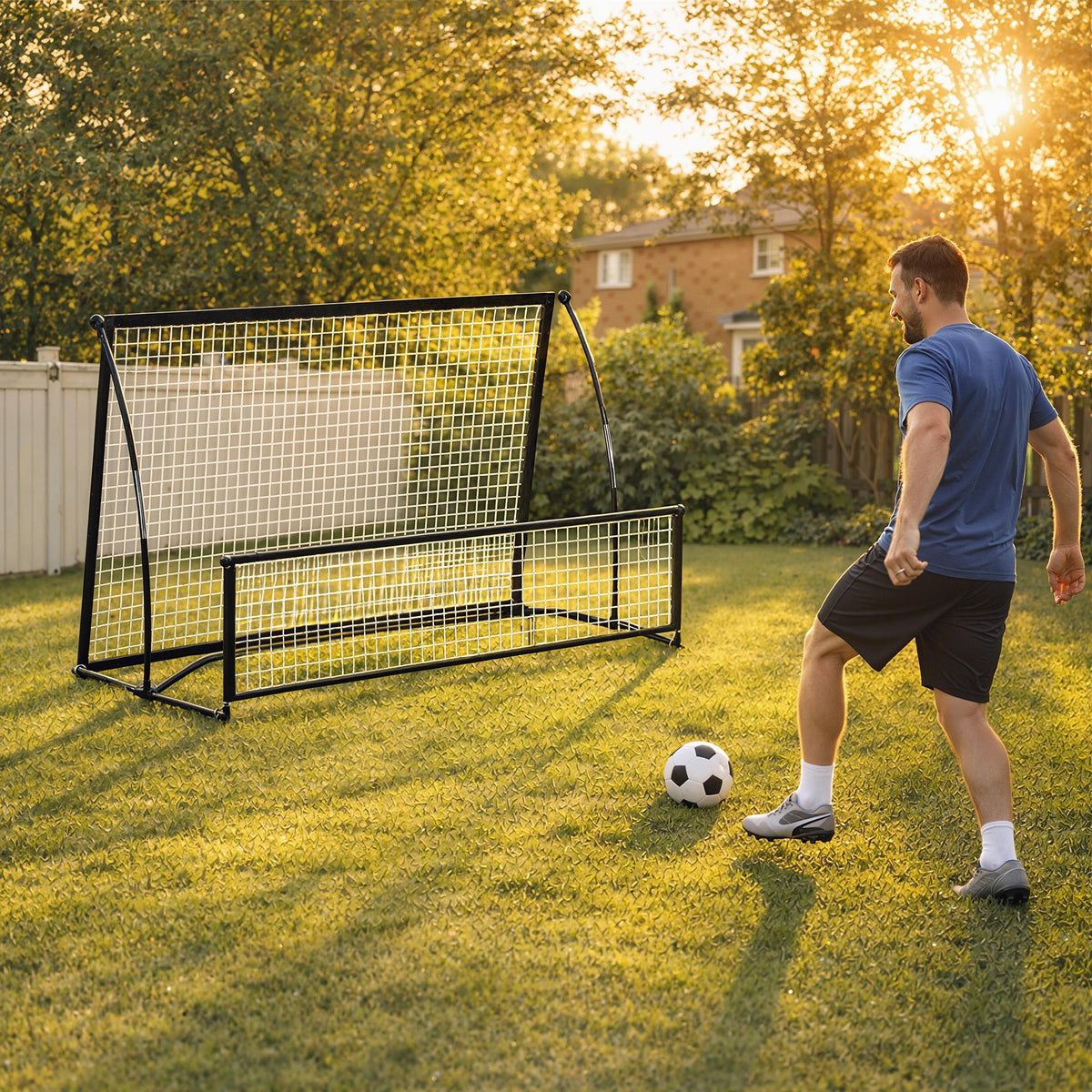 2-in-1 Portable Soccer Rebounder Net, Dual-Sided and Foldable Bounce Back Net with Carry Bag for Soccer Baseball