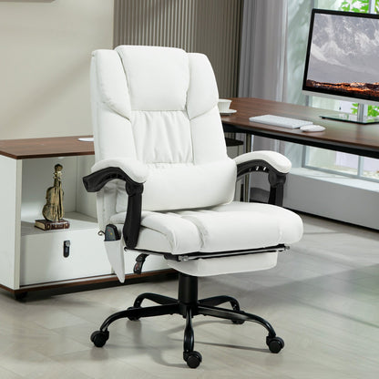 6-Point Vibration Massage Chair, Height Adjustable Reclining Computer Chair with Retractable Footrest, Black
