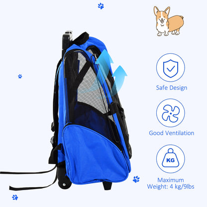 2-IN-1 Pet Luggage Box Backpack Carrier Cats Dogs w/ Handle, Rolling Wheel Grey