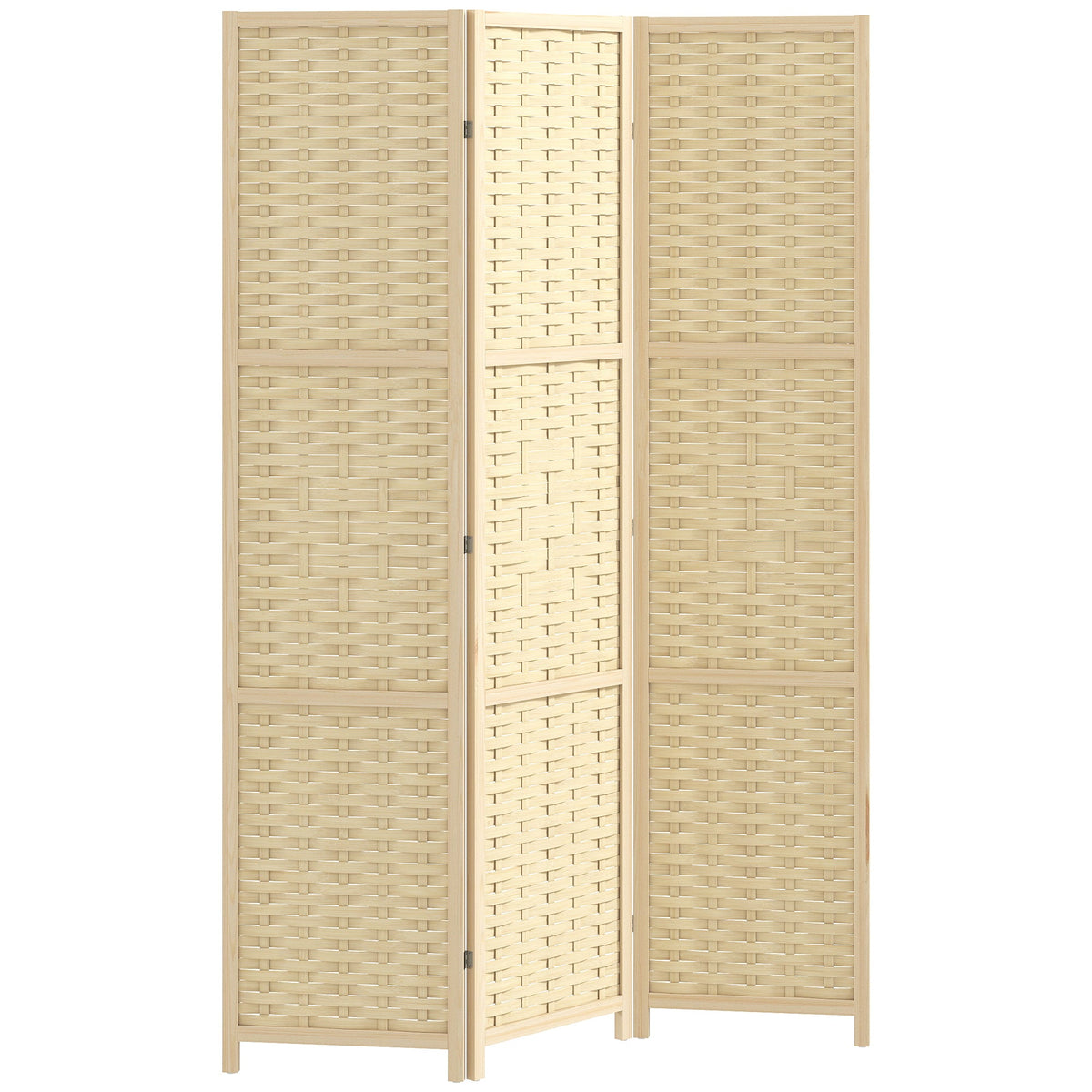 4-Panel Room Divider, 5.6 FT Bamboo Freestanding Folding Privacy Screen for Indoor Bedroom Office, Natural Wood