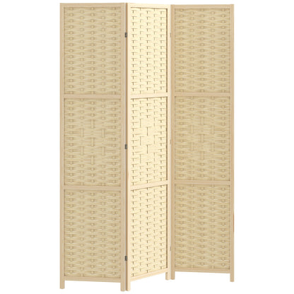 4-Panel Room Divider, 5.6 FT Bamboo Freestanding Folding Privacy Screen for Indoor Bedroom Office, Natural Wood