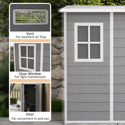 4'x5' Garden Storage Shed, Lean to Shed, Lockable Garden Tool Storage House with Window, Vent, Dark Grey