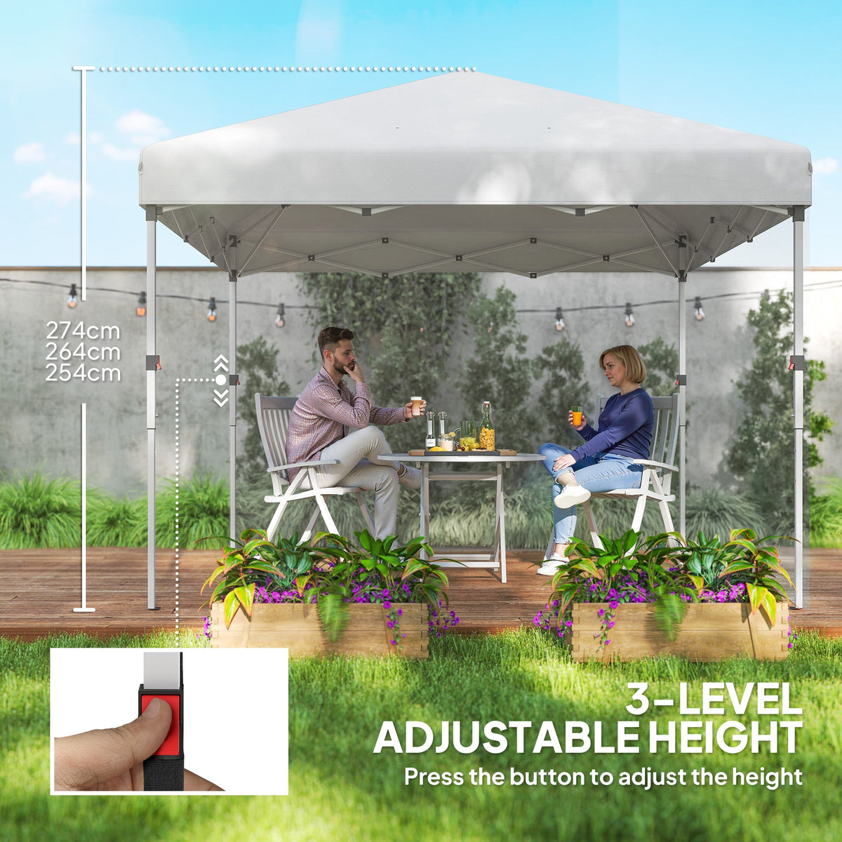 10' x 10' Pop Up Canopy with Sidewalls, Roller Bag, Height Adjustable Instant Tent for Outdoor, Garden, Patio, Black