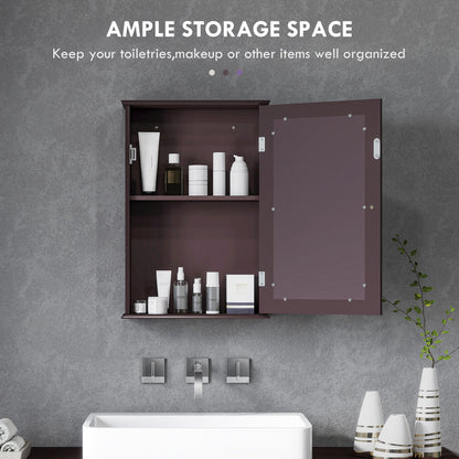 Bathroom Mirror Cabinet, Wall Mounted Medicine Cabinet with Door and Shelves, White