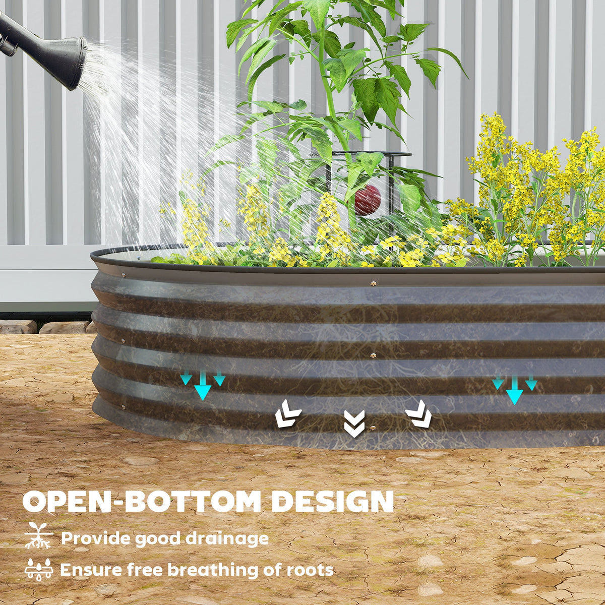 6 x 3 x 1ft Galvanized Raised Garden Bed Kit, Metal Planter Box with Safety Edging, Black