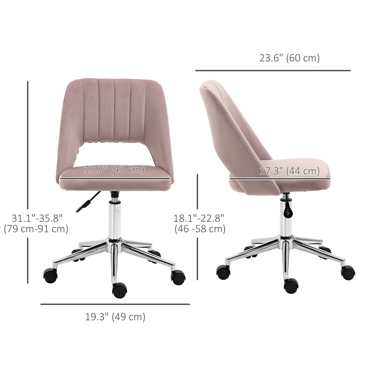Mid Back Office Chair Velvet Fabric Swivel Scallop Shape Computer Desk Chair, Green