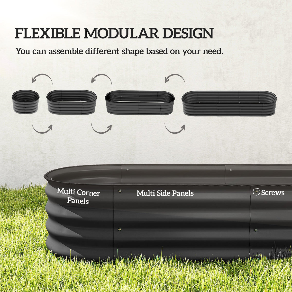 4.9 x 2 x 1ft Galvanized Raised Garden Bed Kit, Metal Planter Box with Safety Edging, Black