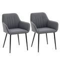 Robbie Dining Chairs Set of 2 with Armrest-Dark Grey