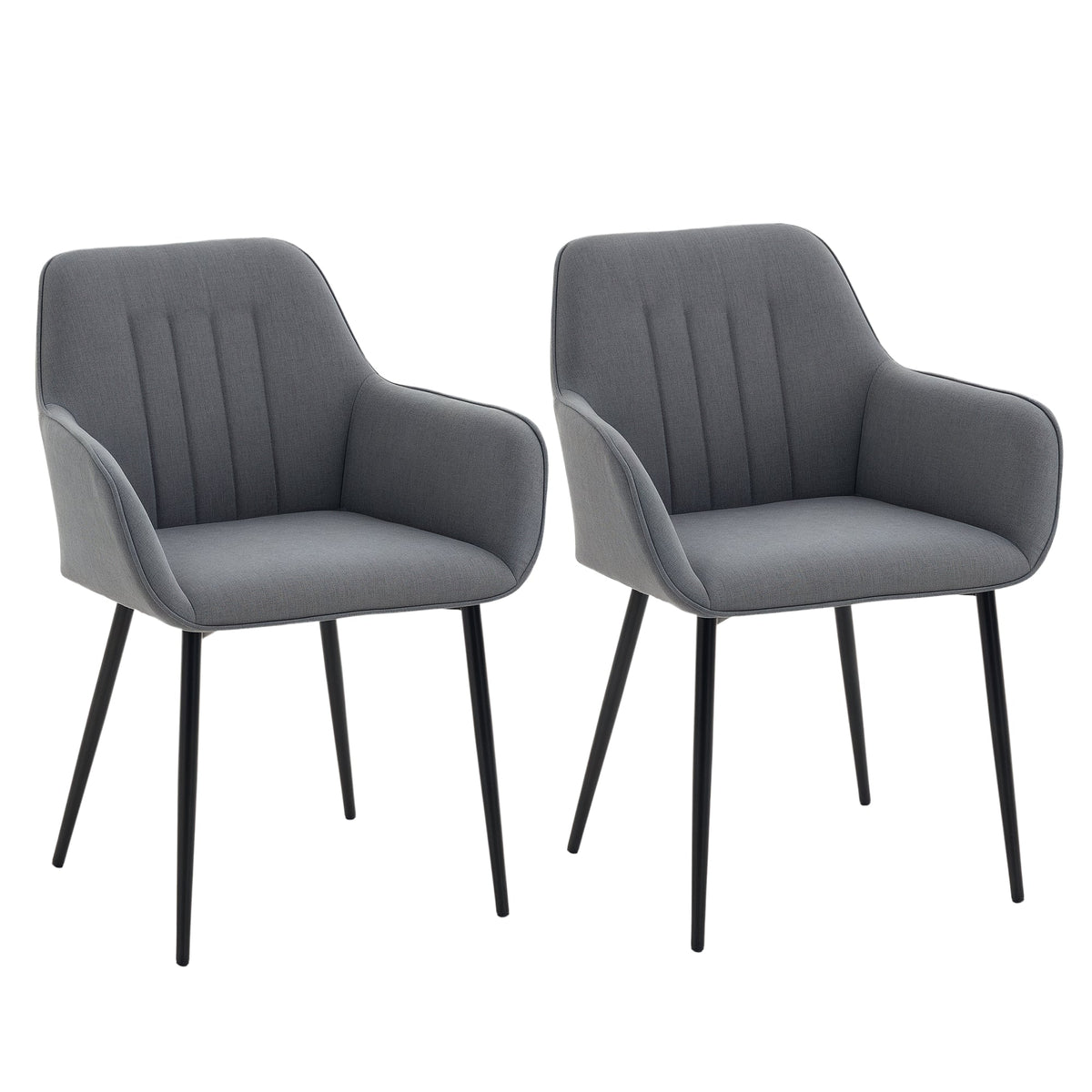 Robbie Dining Chairs Set of 2 with Armrest-Dark Grey