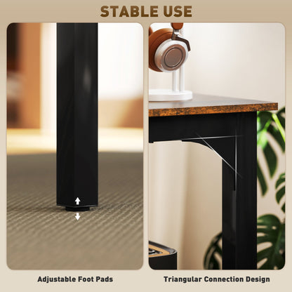 71" Computer Desk, Desktop Desk with Metal Legs, Distressed Black