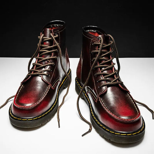 Men's High-Top Cowhide Martin Trendy Tooling Boots