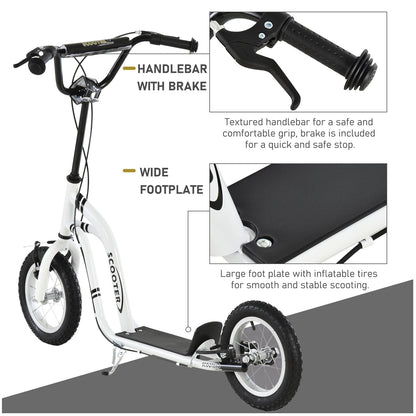 Dual Brakes Kick Scooter 12-Inch Inflatable Front Wheel Ride On Toy for Age 5+, Blue