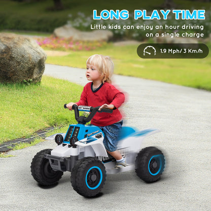 6V Kids ATV Quad, 4 Wheeler Battery Powered Electric Ride on Car w/ Lights, Forward Backward, Black