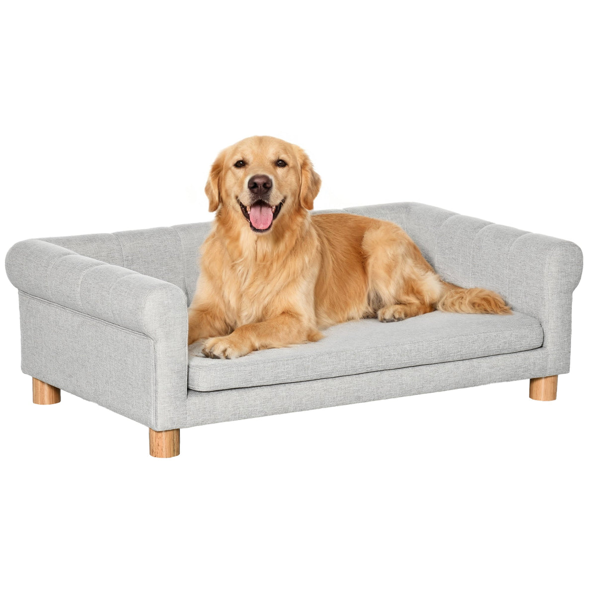 Modern Pet Sofa Cat or Medium Large Dog Bed W/ Removable Seat Cushion, Dark Grey