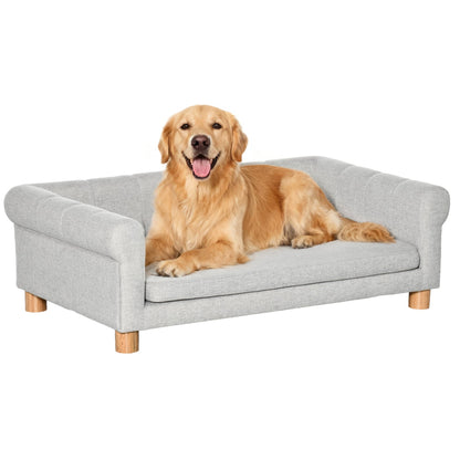 Modern Pet Sofa Cat or Medium Large Dog Bed W/ Removable Seat Cushion, Dark Grey