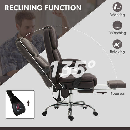 Massage Office Chair, Reclining Executive Office Chair with 6-Point Vibration, Footrest and High Back, Black