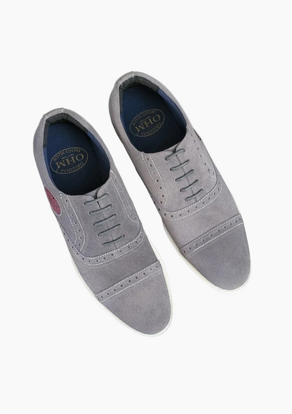 OHM Executive Comfort Oxford Leather Shoes with Embossed Logo