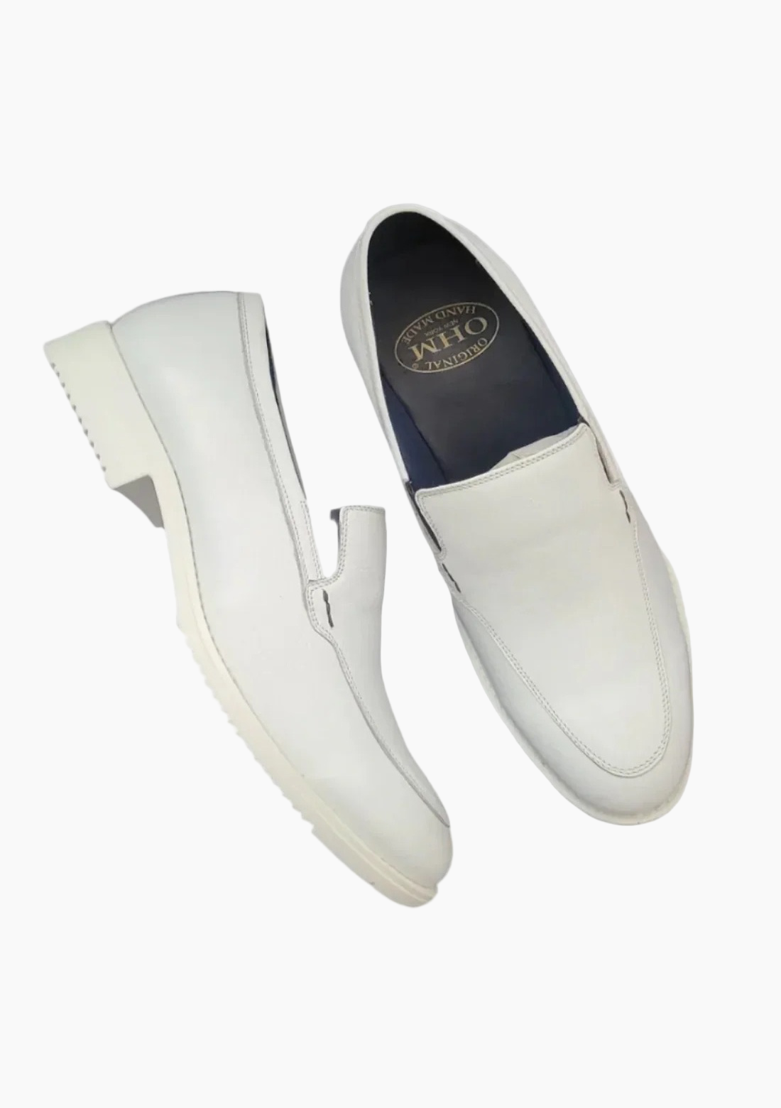 OHM Sleek Design White Slip-on Leather Shoes