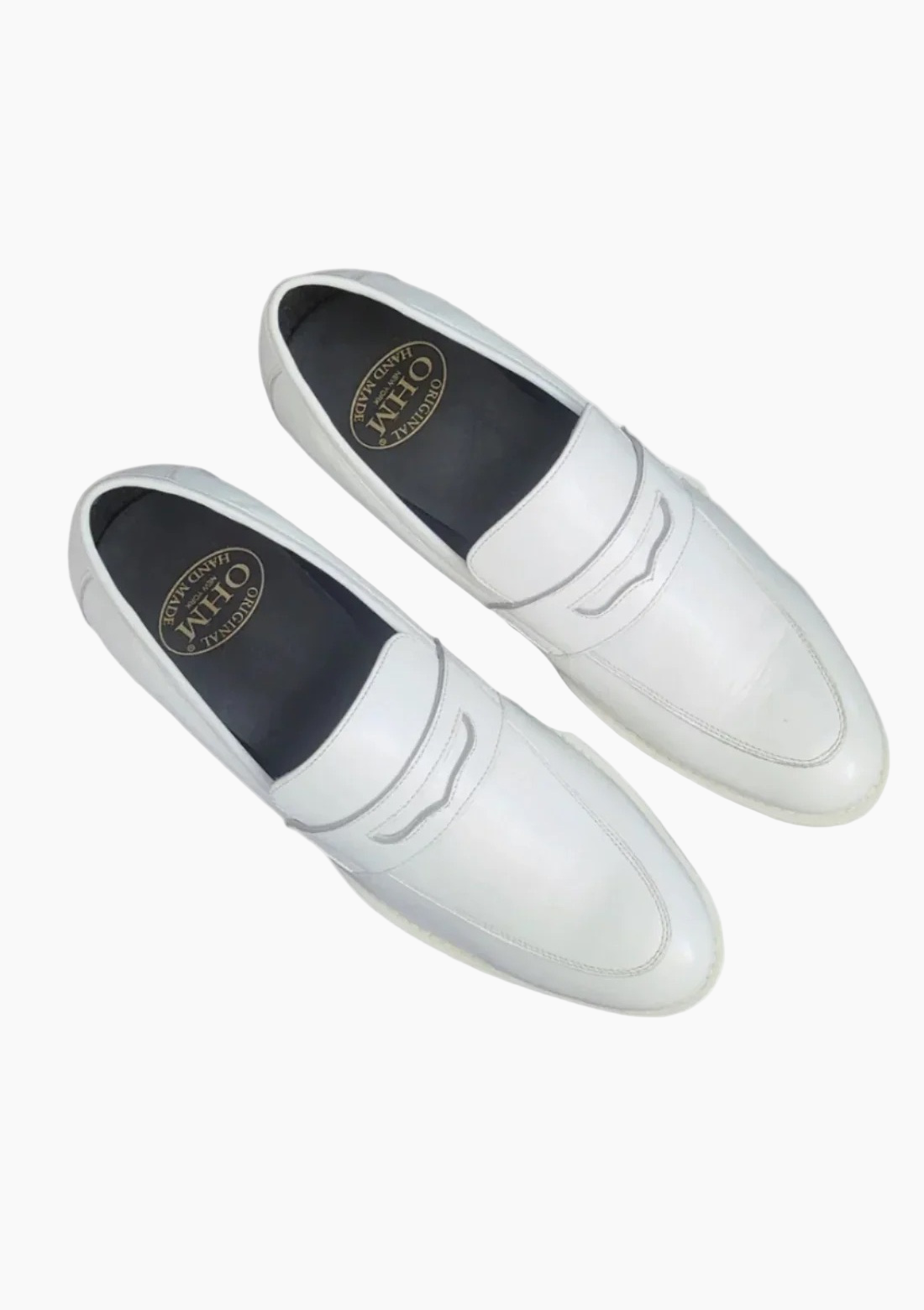 OHM Royal White Penny Loafer Leather Shoes