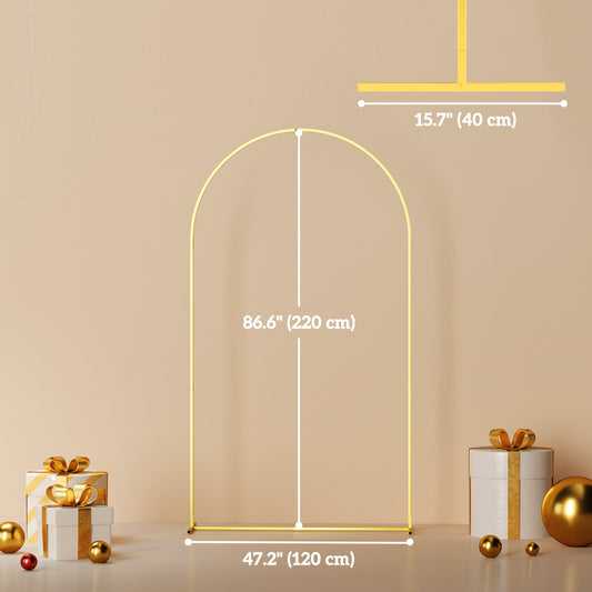 7FT x 4FT Gold Wedding Arch with U-shaped stakes for Birthday Parties, Bridal Showers, Graduation, and Ceremony