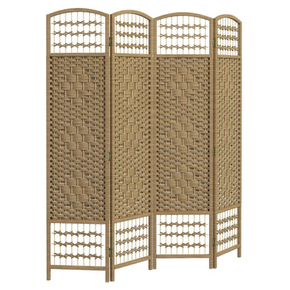 4 Panel Folding Room Divider, Portable Privacy Screen, Wave Fiber Room Partition for Home Office, Black