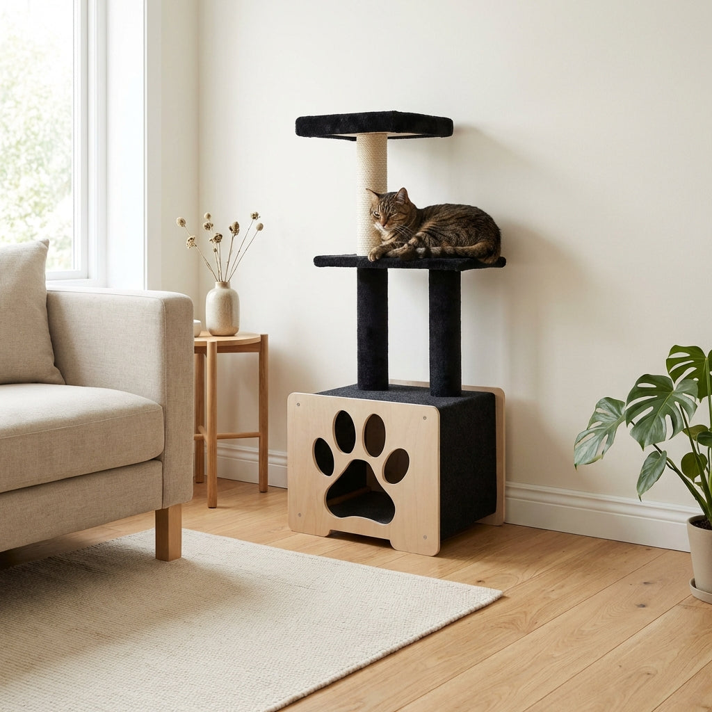 Hut Hideout - Deluxe 3-Level Cat Tree