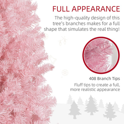 4FT Artificial Christmas Tree Holiday Xmas Holiday Pencil Tree Decoration with Automatic Open for Home Party, Pink
