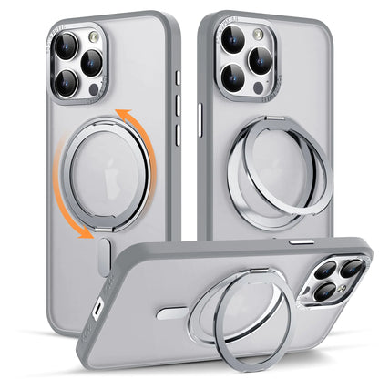 for iPhone 11 Phone Case with 360° Rotatable Magnetic Ring Stand [Compatible with Mag-Safe] [Military-Grade Protection] Translucent Back iPhone 11 Case 6.1" for Women Men, Grey