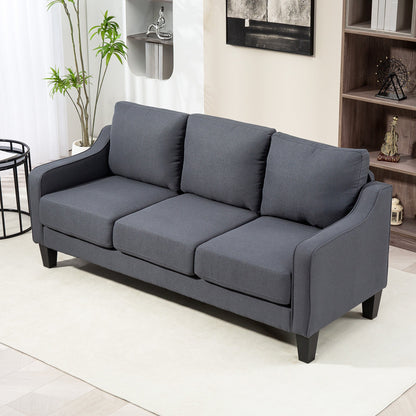 3 Seater Sofa, Modern Couch with Pocket Spring, Linen Upholstered, Thick Padded, Beige