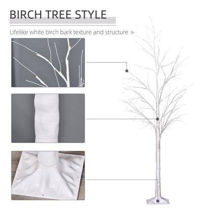 5FT Garden Birch Tree Light with 58 Warm LEDs and 8 Light Modes, DIY Artificial Tree Lamp for Outdoor and Indoor Birthday Wedding Party