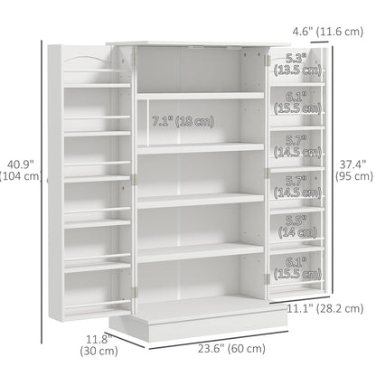 Freestanding Pantry Cabinet 41 Inch Kitchen Pantry with Spice Racks and Adjustable Shelves for Home Use, White
