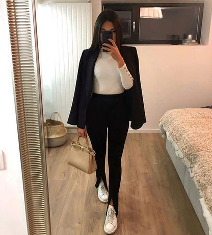 Cut Bottom Stretch Pants