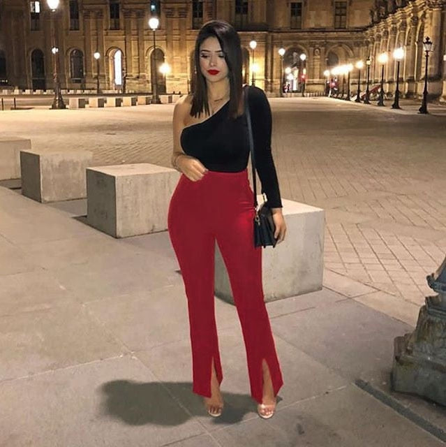Cut Bottom Stretch Pants