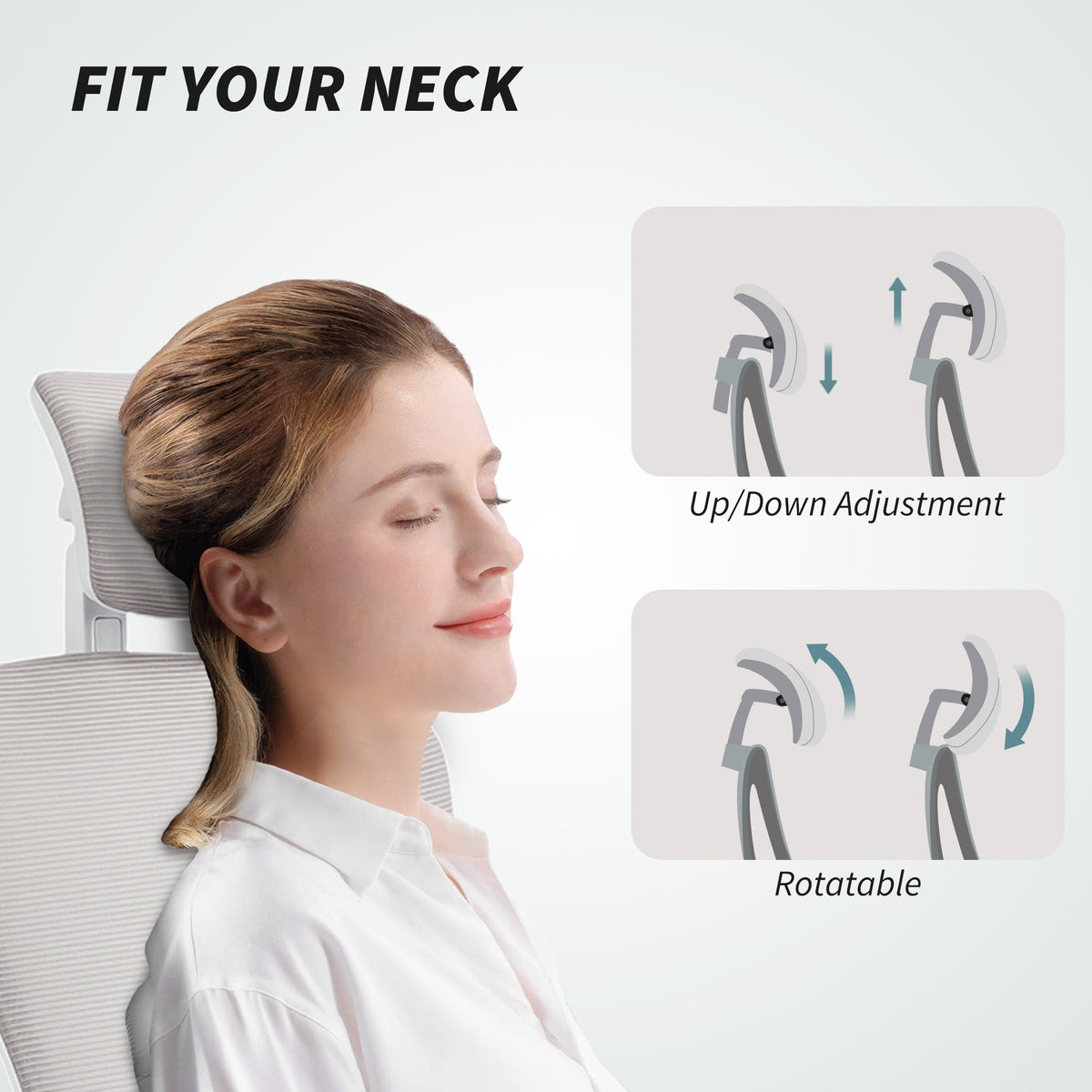 Ergonomic Office Chair, Mesh Desk Chair with Adjustable Headrest, Lumbar Support and Height, Flip-Up Armrests, Black