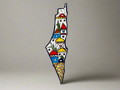 Handcrafted Ceramic Palestine Map Wall Decor – Large Authentic Hebron Pottery