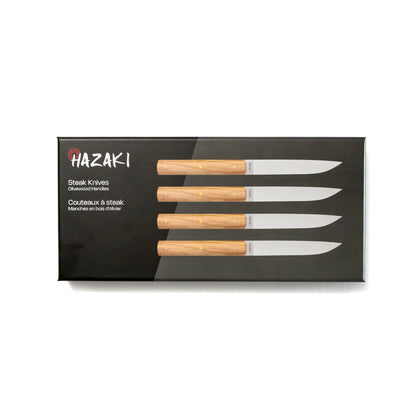 Hazaki Steak Knives 4 pc Kit - Olive Wood
