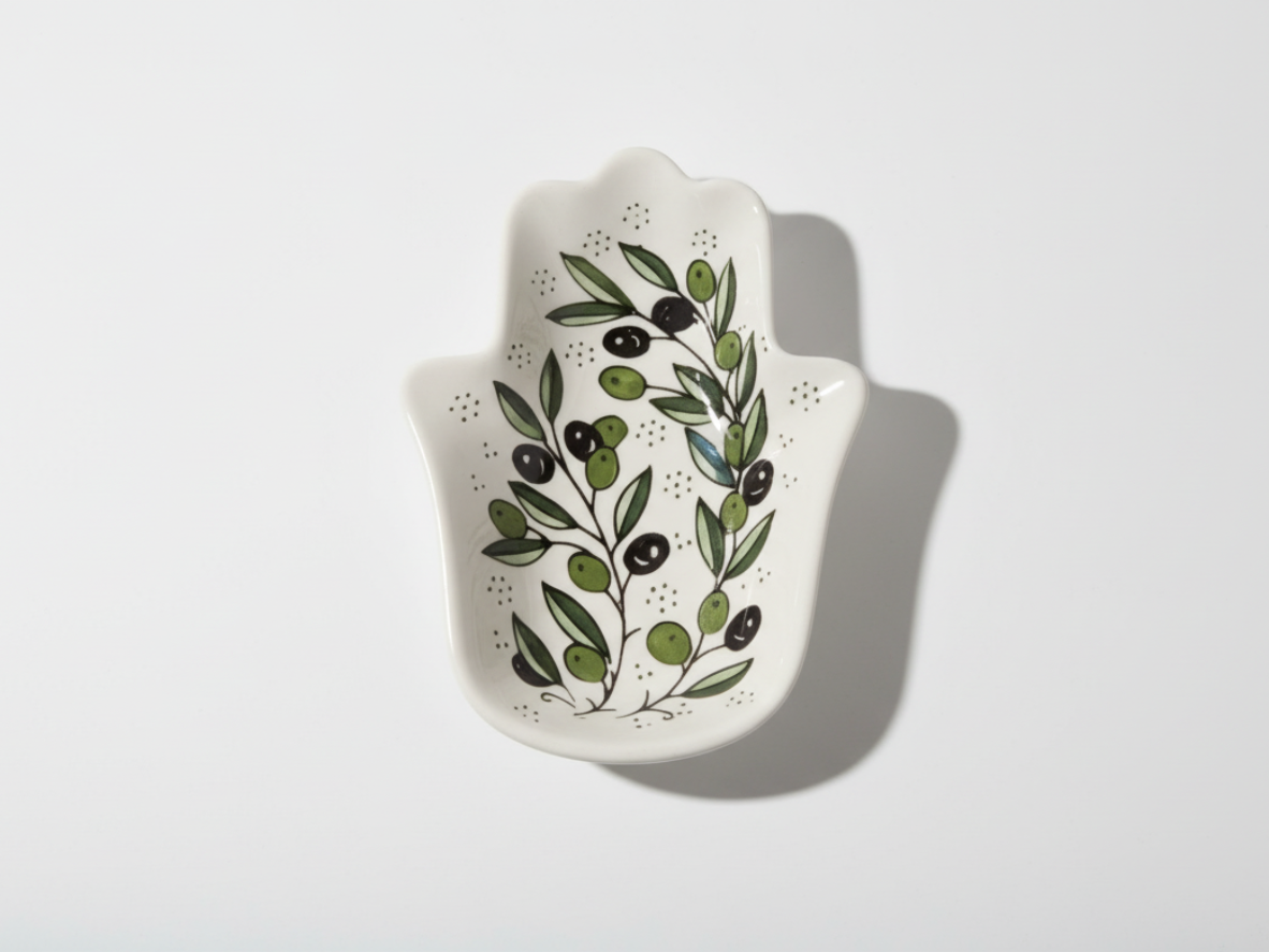 Handmade Ceramic Hamsa Palm-Shaped Dish – 7” Serving Plate