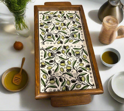 Handcrafted Palestinian Ceramic Serving Tray – Rectangular Appetizer Board
