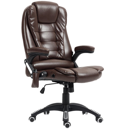 Reclining Massage Office Chair, Executive Office Chair with High Back, Swivel Wheels, Dark Brown