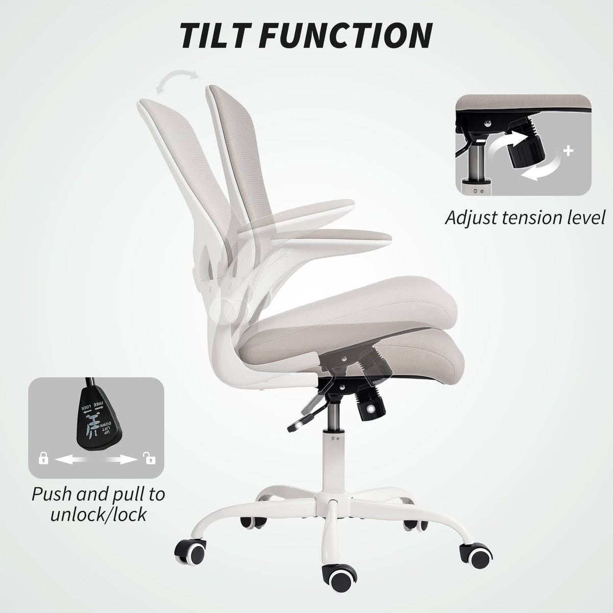 Ergonomic Mesh Office Chair with 4D Lumbar Support, Swivel Desk Chair with Flip-up Armrests, Tilt Function, Black