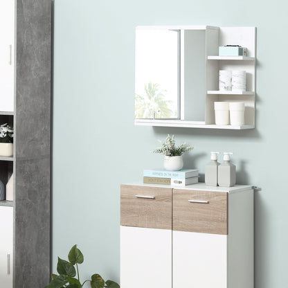 Medicine Cabinet with Mirror, Wall Mounted Bathroom Mirror Cabinet, Bathroom Wall Cabinet with 3 Open Shelves, Natural