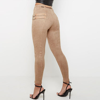 4 Strap Suede Pants