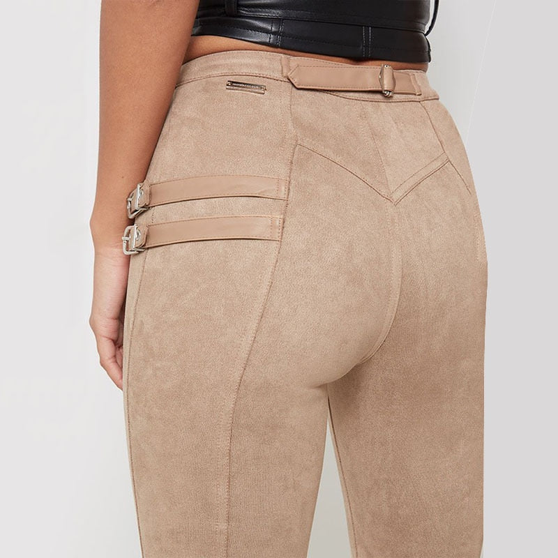 4 Strap Suede Pants