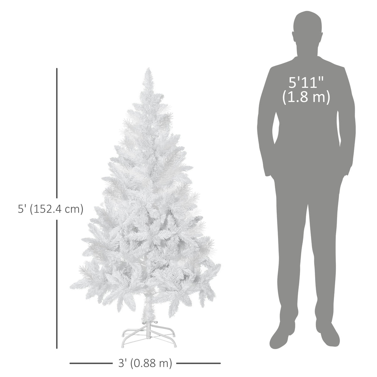 4ft Artificial Christmas Tree with Pine Realistic Branches, Auto Open, for Indoor Decoration, White