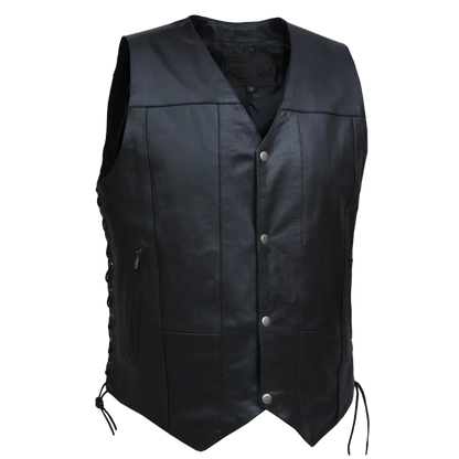 Open Road Men's 10 Pocket Leather Vest