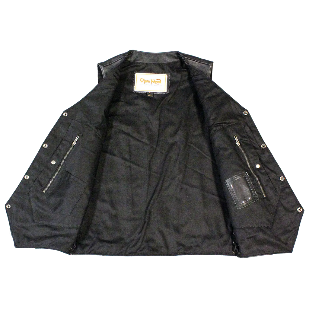 Open Road Men's 10 Pocket Leather Vest